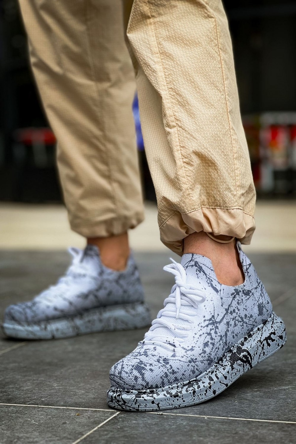 CH307 Tricot Erkek Günlük Bağcıklı Siyah Splush Baskılı Triko Spor Sneaker Ayakkabı TRT - Gri – Chekich Erkek Ayakkabı