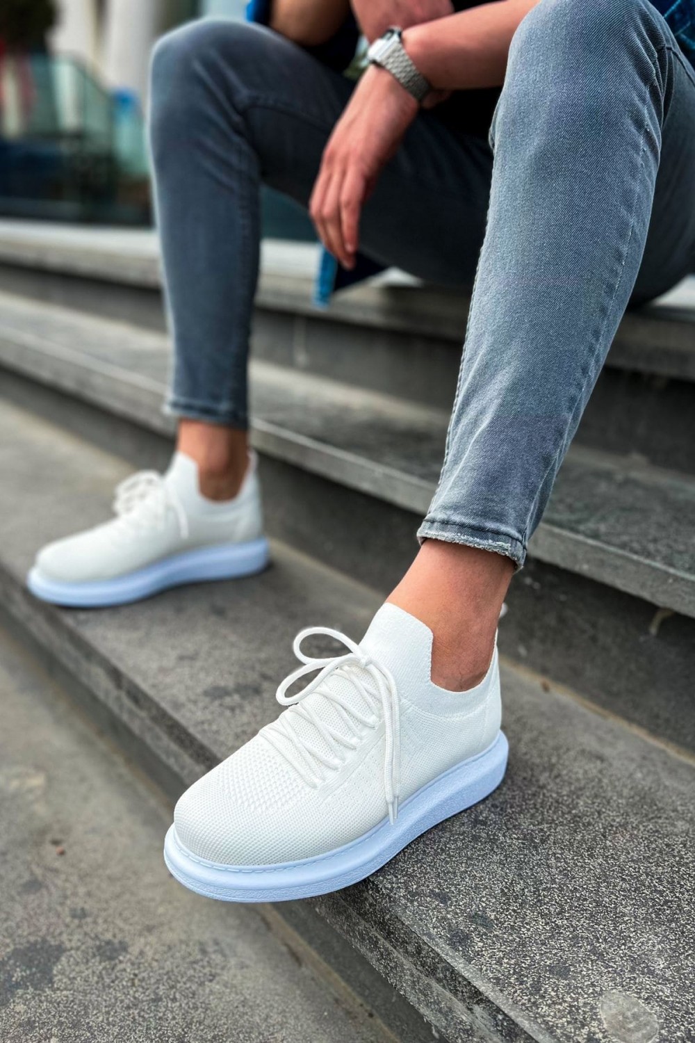 CH307 Tricot Erkek Günlük Bağcıklı Triko Spor Sneaker Ayakkabı TBT - Beyaz Erkek Ayakkabı CH307 Tricot Erkek Günlük Bağcıklı Triko Spor Sneaker Ayakkabı TBT - Beyaz – Chekich Erkek Ayakkabı