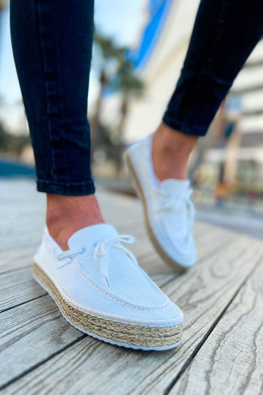CH311 Espadril Erkek Günlük Bağcıklı Hasır Taban Triko Klasik Ayakkabı THT - Beyaz Erkek Ayakkabı CH311 Espadril Erkek Günlük Bağcıklı Hasır Taban Triko Klasik Ayakkabı THT - Beyaz – Chekich Erkek Ayakkabı