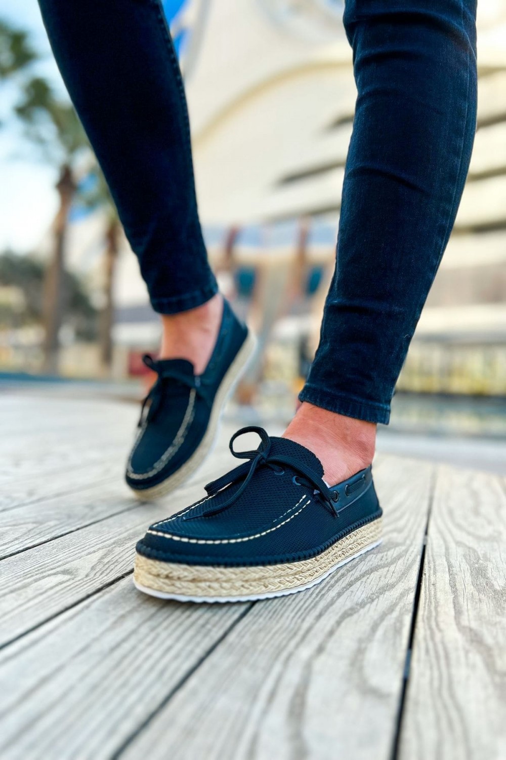 CH311 Espadril Erkek Günlük Bağcıklı Hasır Taban Triko Klasik Ayakkabı THT - Siyah Erkek Ayakkabı CH311 Espadril Erkek Günlük Bağcıklı Hasır Taban Triko Klasik Ayakkabı THT - Siyah – Chekich Erkek Ayakkabı