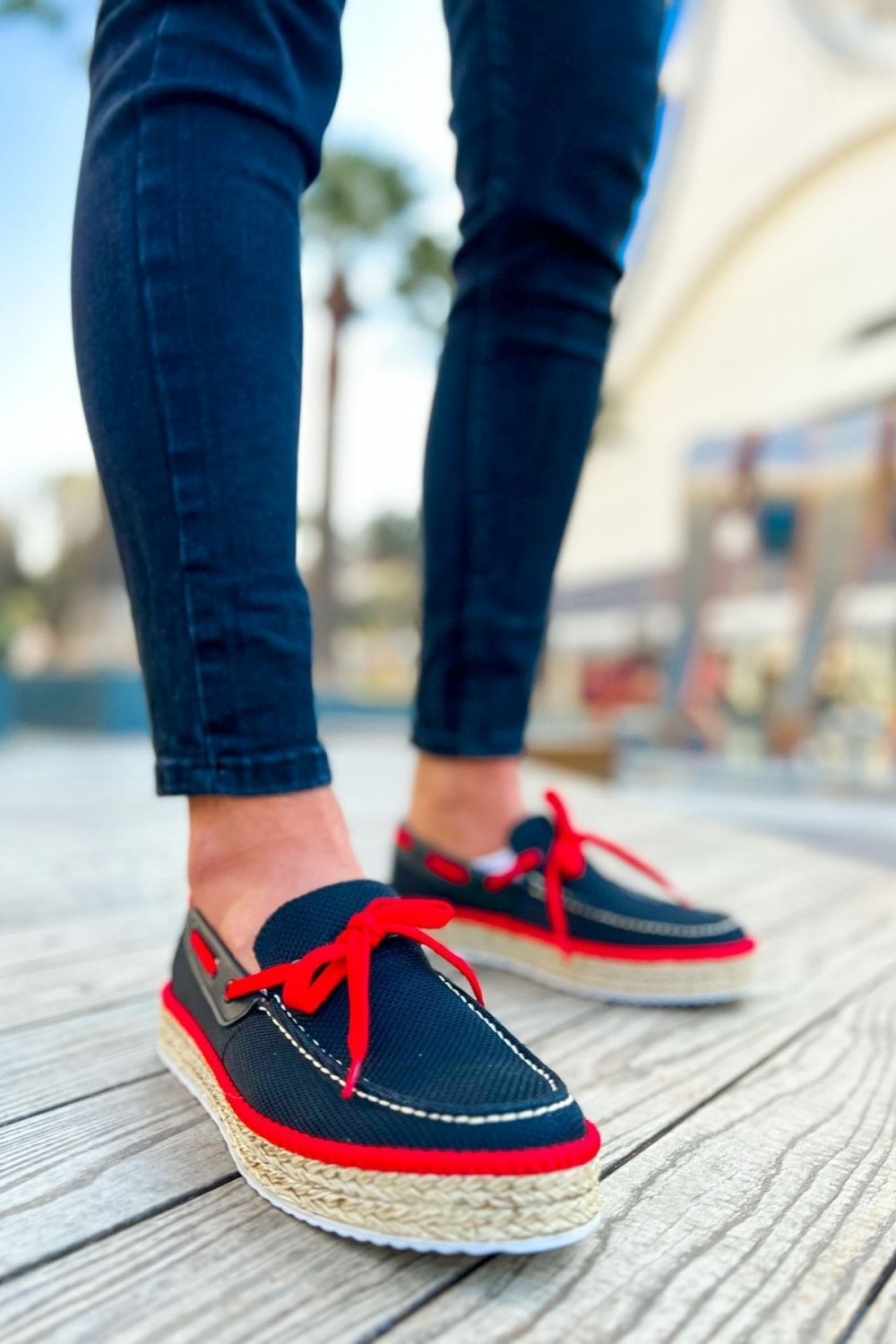 CH311 Espadril Erkek Günlük Bağcıklı Hasır Taban Triko Klasik Ayakkabı THT - Siyah/Kırmızı Erkek Ayakkabı CH311 Espadril Erkek Günlük Bağcıklı Hasır Taban Triko Klasik Ayakkabı THT - Siyah/Kırmızı – Chekich Erkek Ayakkabı