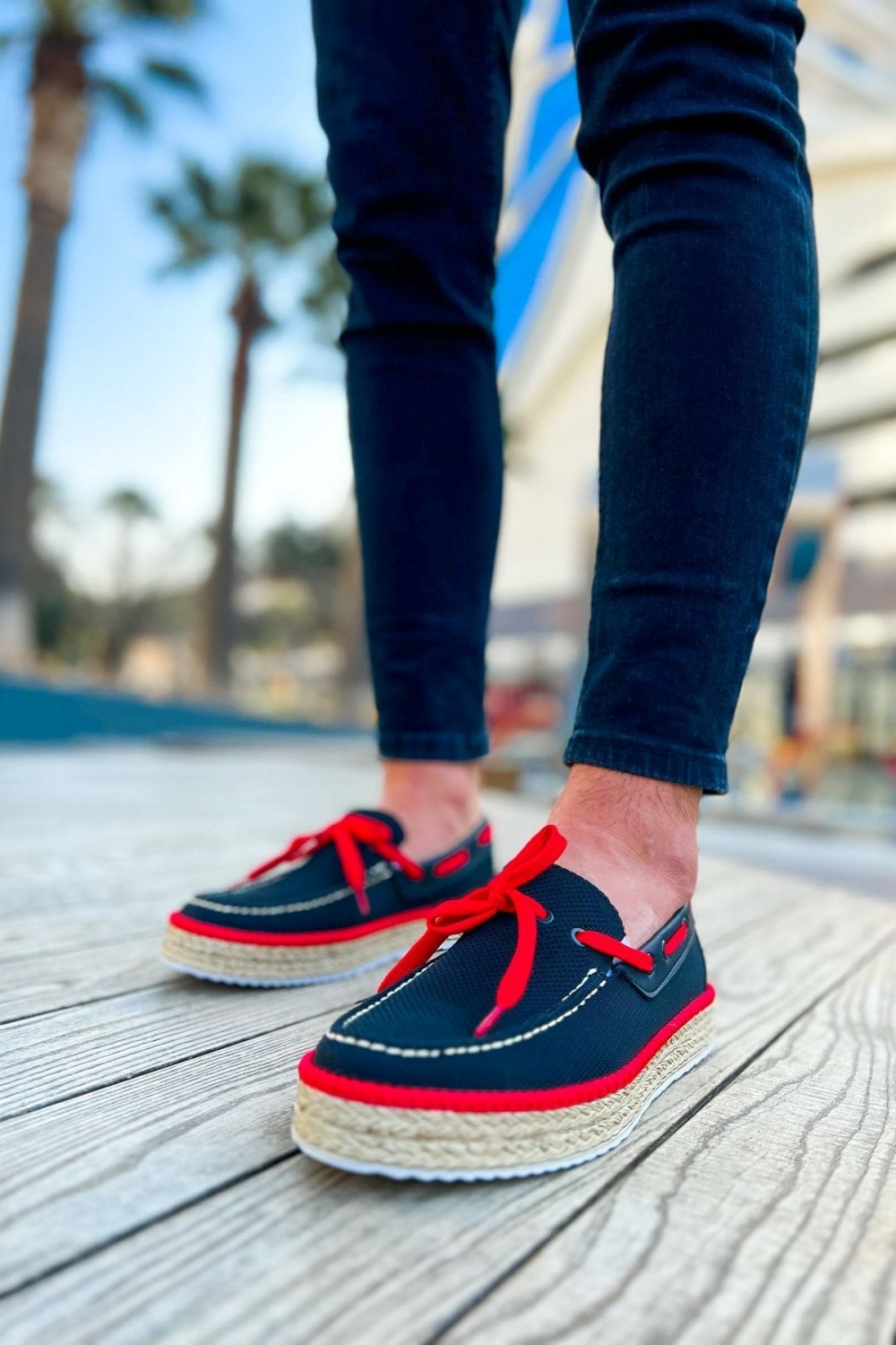 CH311 Espadril Erkek Günlük Bağcıklı Hasır Taban Triko Klasik Ayakkabı THT - Siyah/Kırmızı Erkek Ayakkabı CH311 Espadril Erkek Günlük Bağcıklı Hasır Taban Triko Klasik Ayakkabı THT - Siyah/Kırmızı – Chekich Erkek Ayakkabı