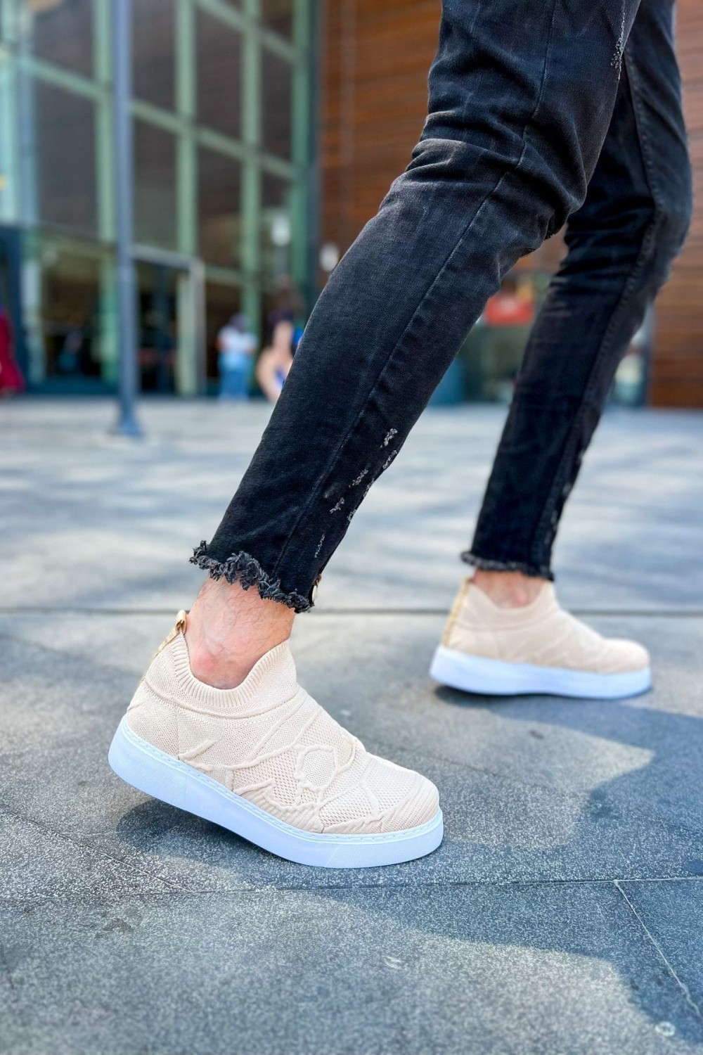 CH411 Craig Erkek Günlük Bağcıksız Triko Spor Sneaker Ayakkabı TBT - Bej – Chekich Erkek Ayakkabı