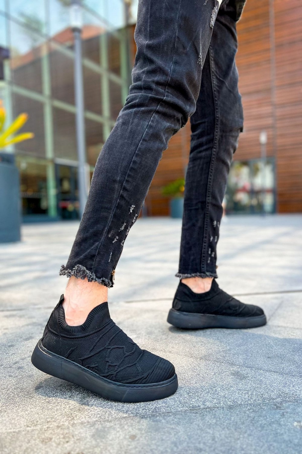 CH411 Craig Erkek Günlük Bağcıksız Triko Spor Sneaker Ayakkabı TST - Siyah – Chekich Erkek Ayakkabı