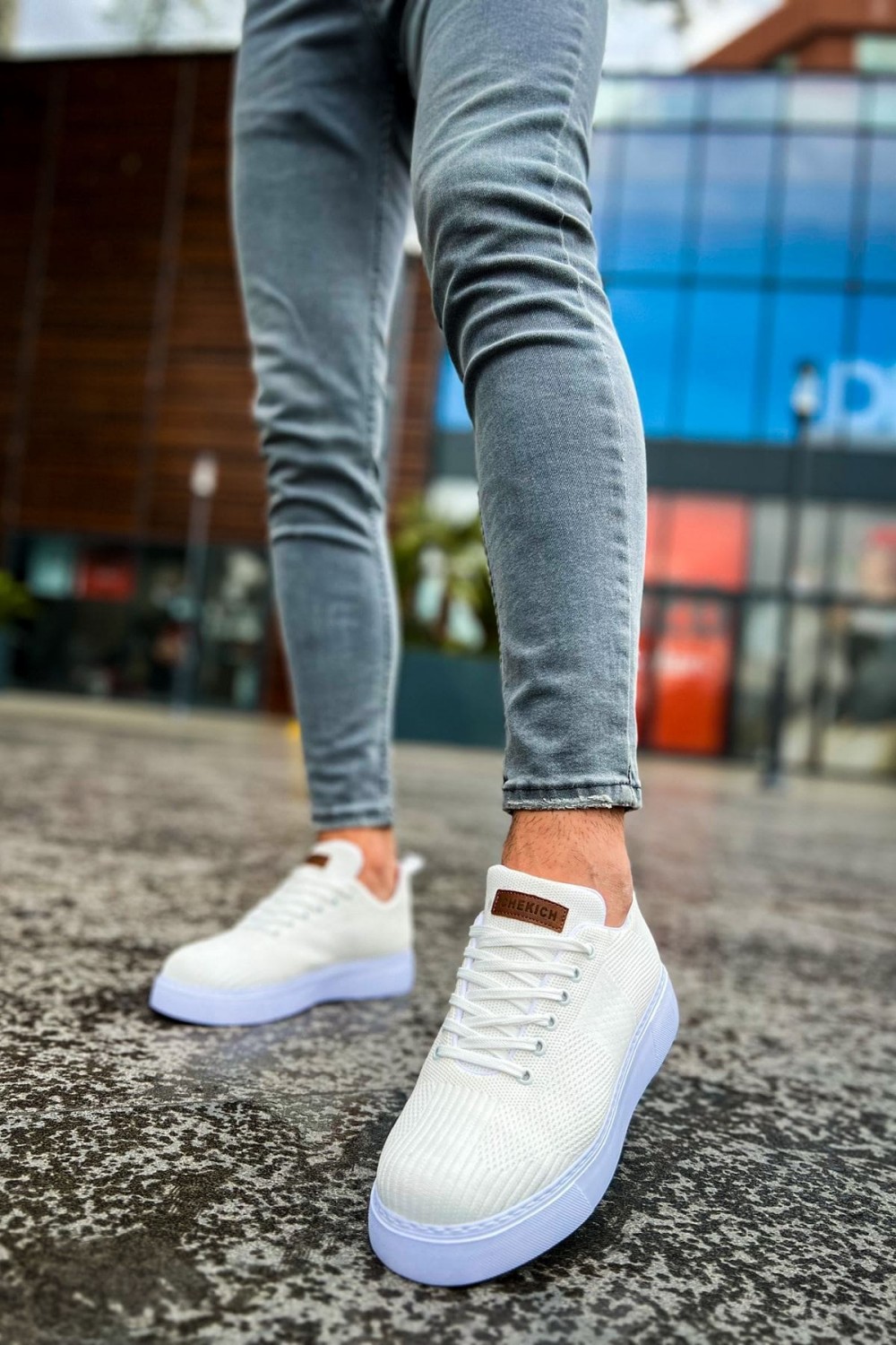 CH413 Crew Erkek Günlük Bağcıklı Triko Spor Sneaker Ayakkabı TBT - Beyaz – Chekich Erkek Ayakkabı