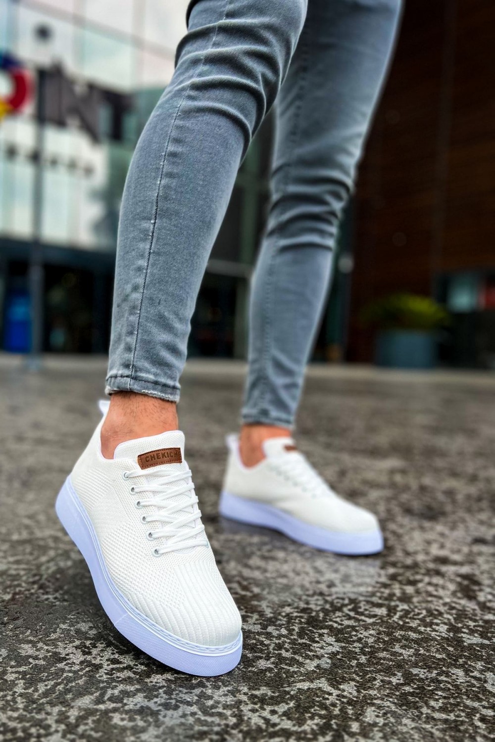 CH413 Crew Erkek Günlük Bağcıklı Triko Spor Sneaker Ayakkabı TBT - Beyaz – Chekich Erkek Ayakkabı