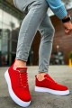 CH413 Crew Erkek Günlük Bağcıklı Triko Spor Sneaker Ayakkabı TBT - Kırmızı – Chekich Erkek Ayakkabı