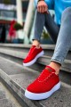 CH413 Crew Erkek Günlük Bağcıklı Triko Spor Sneaker Ayakkabı TBT - Kırmızı – Chekich Erkek Ayakkabı
