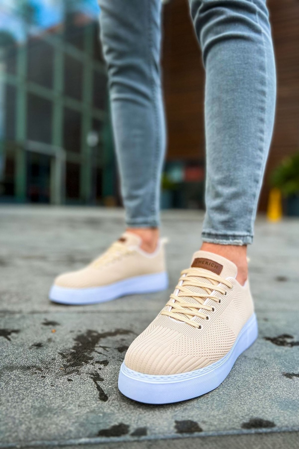 CH413 Crew Erkek Günlük Bağcıklı Triko Spor Sneaker Ayakkabı TBT - Krem – Chekich Erkek Ayakkabı