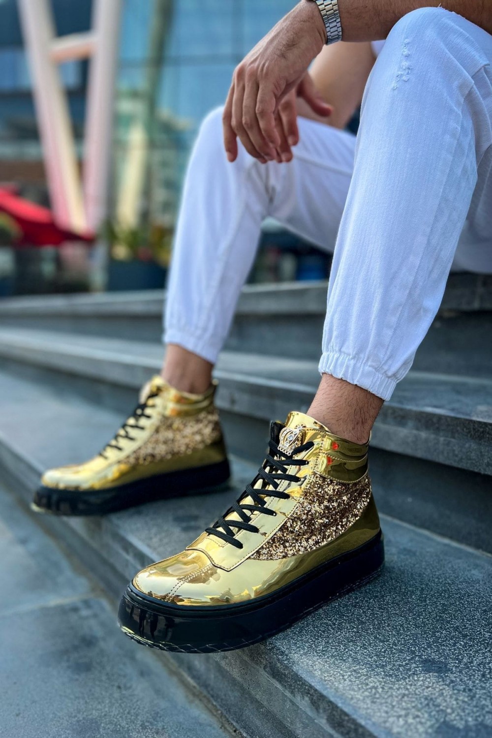 CH973 Majesty Erkek Spor Günlük Bağcıklı Rugan Bot RST - Gold – Chekich Erkek Ayakkabı