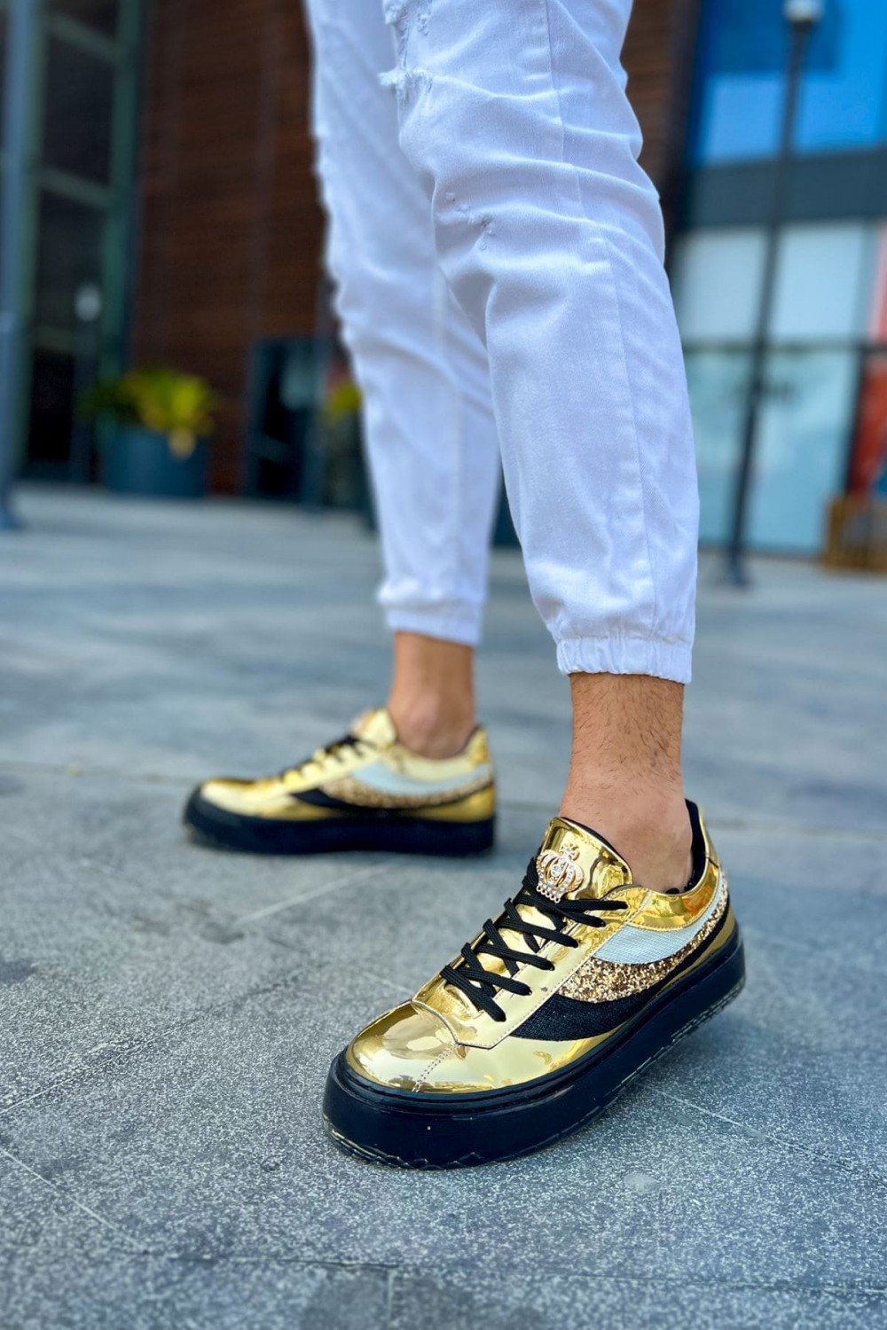 CH975 Majesty Erkek Günlük Bağcıklı Rugan Spor Sneaker Ayakkabı RST - Gold – Chekich Erkek Ayakkabı