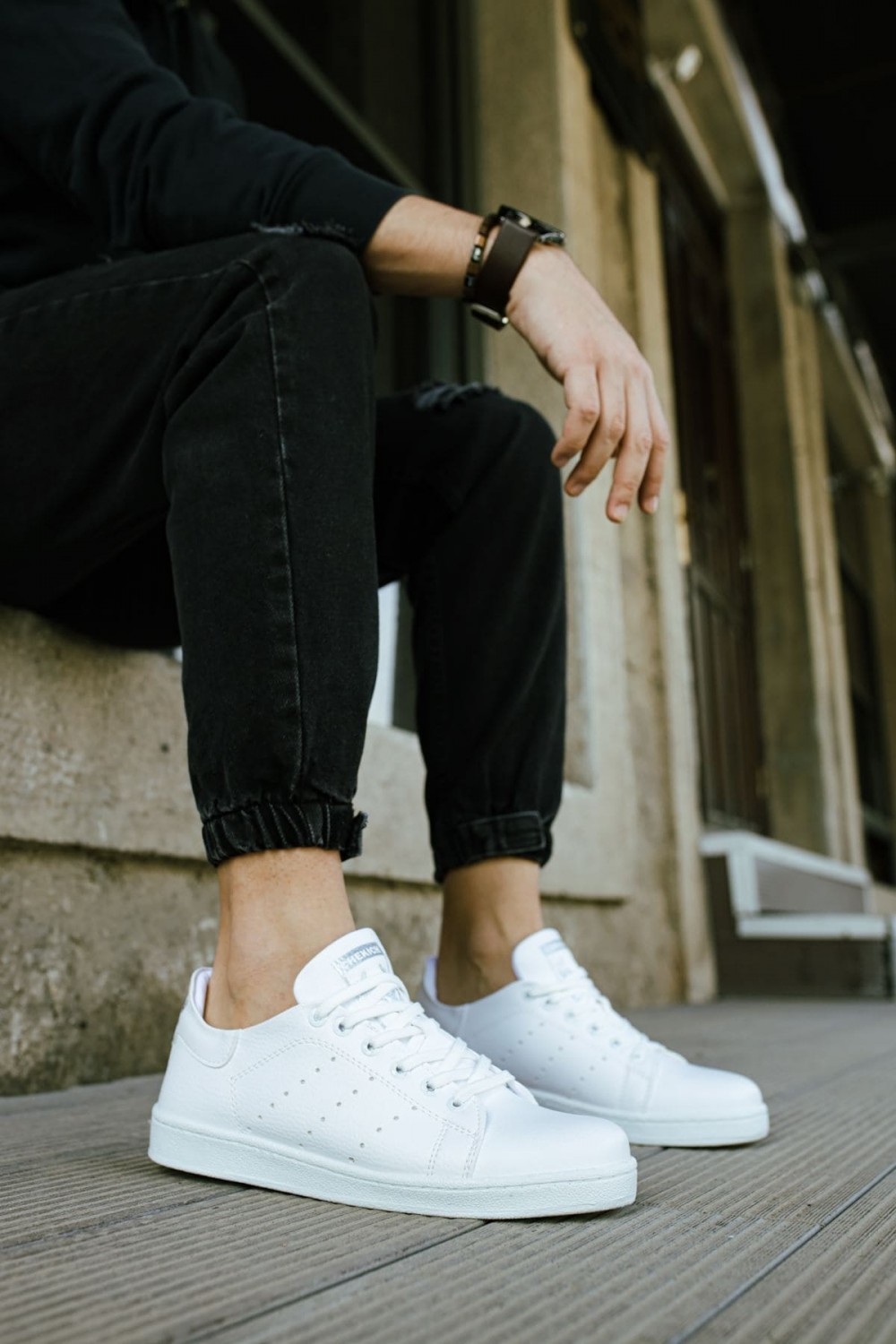 CH977 Tennis Erkek Günlük Bağcıklı Cilt Spor Sneaker Ayakkabı CBT - Beyaz – Chekich Erkek Ayakkabı