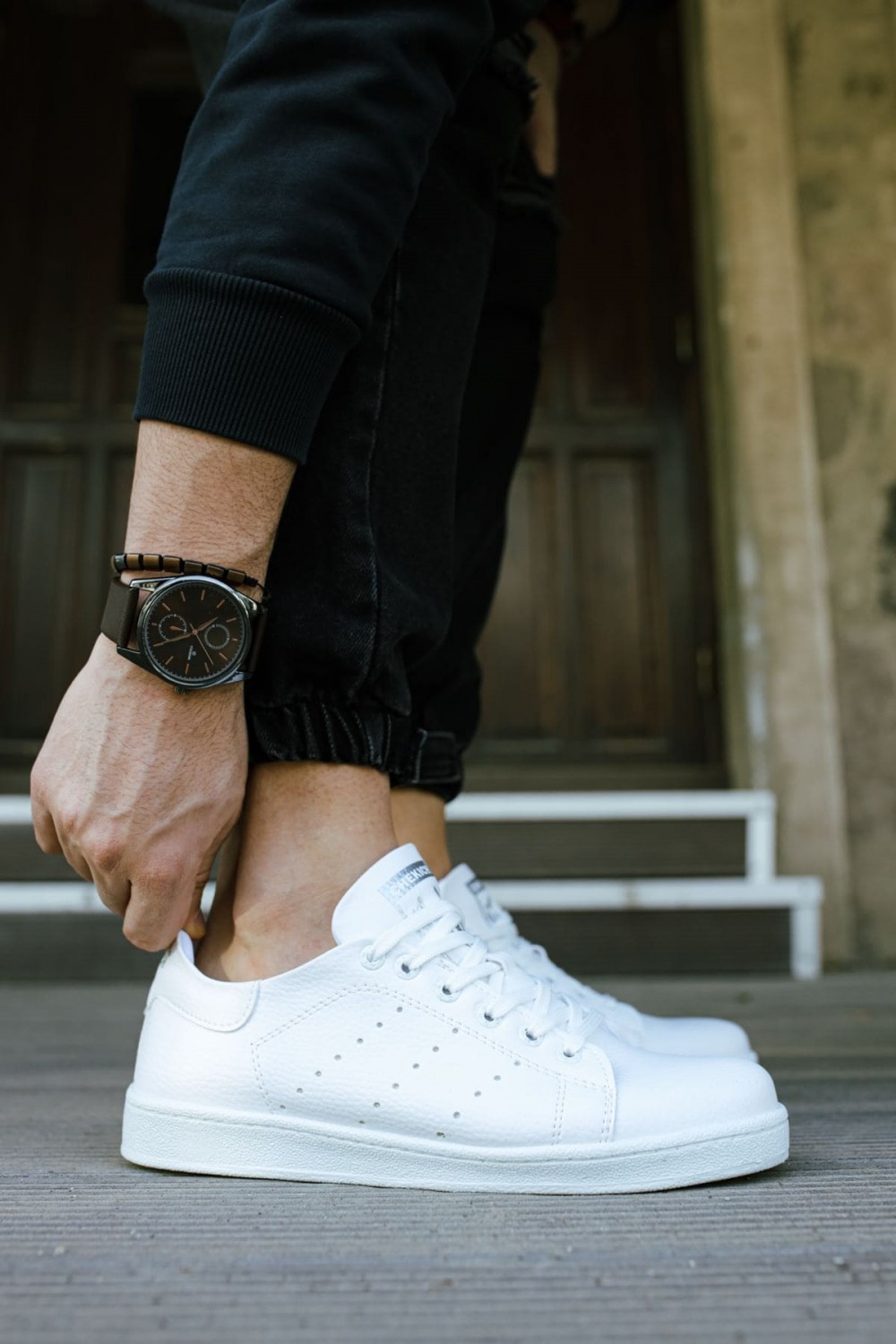 CH977 Tennis Erkek Günlük Bağcıklı Cilt Spor Sneaker Ayakkabı CBT - Beyaz – Chekich Erkek Ayakkabı