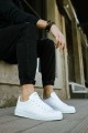 CH977 Tennis Erkek Günlük Bağcıklı Cilt Spor Sneaker Ayakkabı CBT - Beyaz