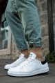 CH977 Tennis Erkek Günlük Bağcıklı Cilt Spor Sneaker Ayakkabı CBT - Beyaz/Siyah – Chekich Erkek Ayakkabı