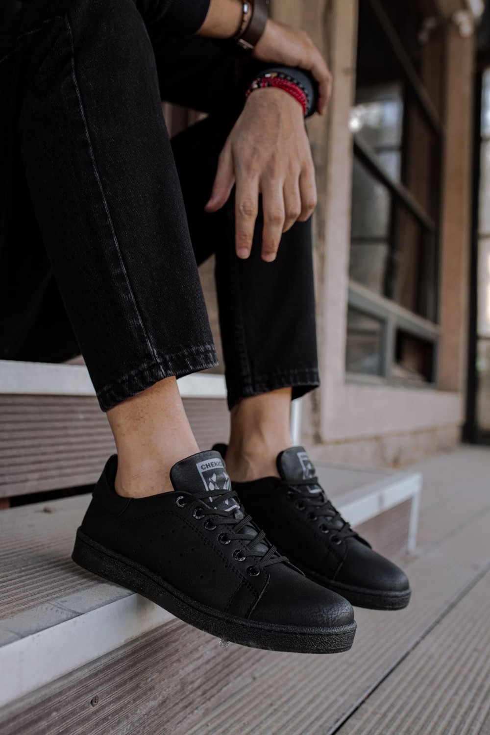 CH977 Tennis Erkek Günlük Bağcıklı Cilt Spor Sneaker Ayakkabı CST - Siyah – Chekich Erkek Ayakkabı