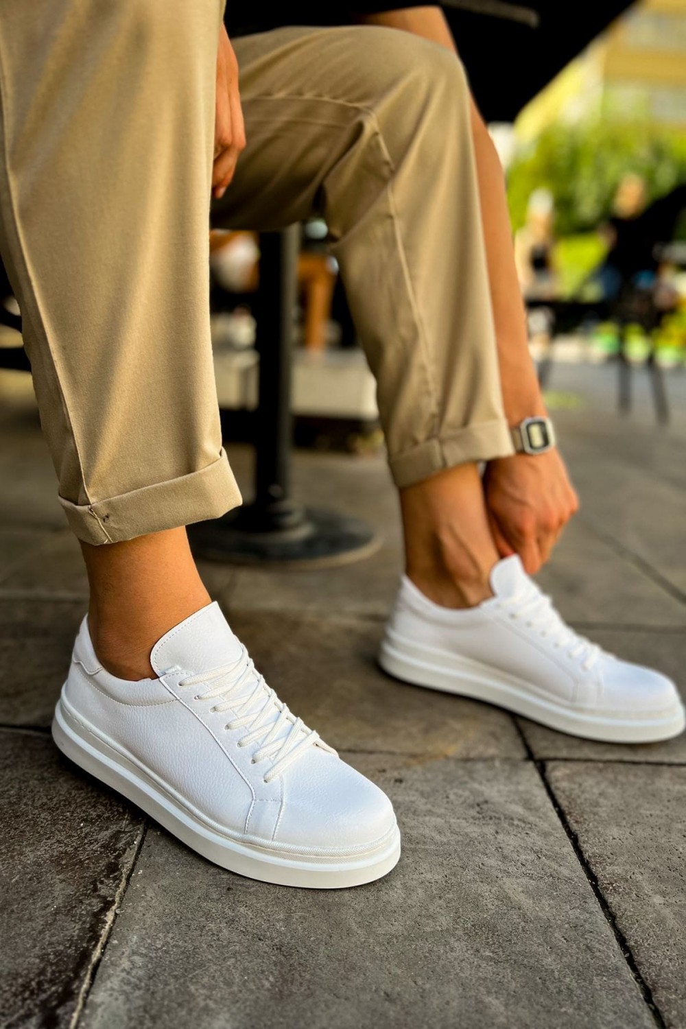 CH979 Santoni Erkek Günlük Bağcıklı Cilt Spor Sneaker Ayakkabı CBT - Beyaz Erkek Ayakkabı CH979 Santoni Erkek Günlük Bağcıklı Cilt Spor Sneaker Ayakkabı CBT - Beyaz – Chekich Erkek Ayakkabı