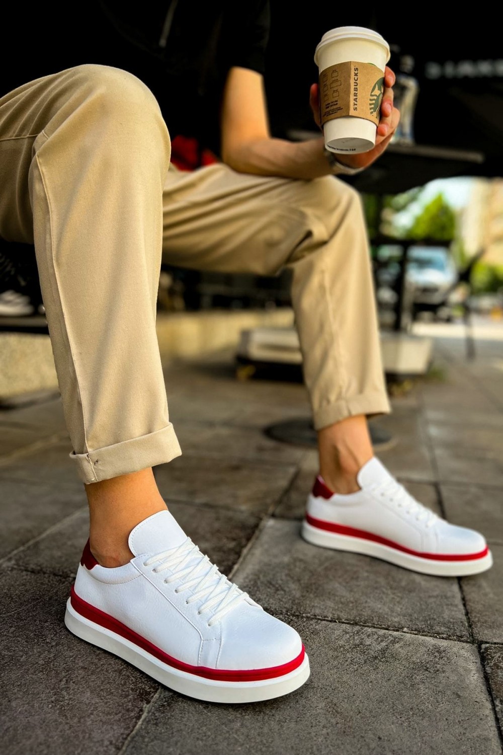 CH979 Santoni Erkek Günlük Bağcıklı Cilt Spor Sneaker Ayakkabı CBT - Beyaz/Kırmızı Erkek Ayakkabı CH979 Santoni Erkek Günlük Bağcıklı Cilt Spor Sneaker Ayakkabı CBT - Beyaz/Kırmızı – Chekich Erkek Ayakkabı