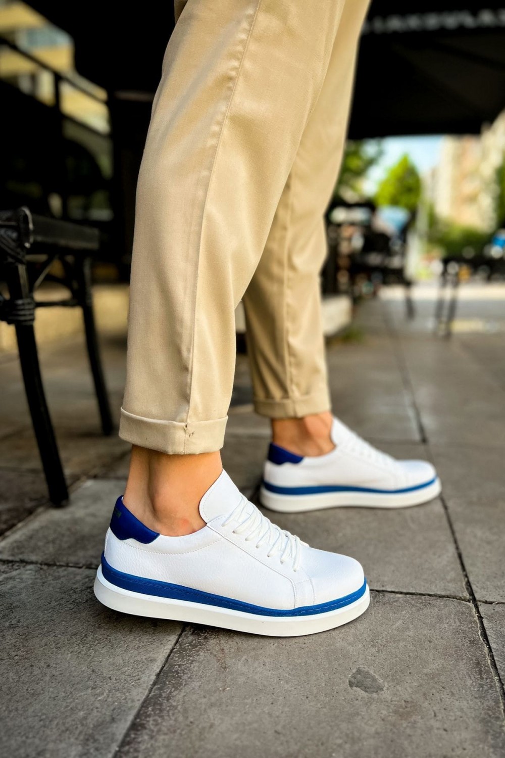 CH979 Santoni Erkek Günlük Bağcıklı Cilt Spor Sneaker Ayakkabı CBT - Beyaz/Mavi Erkek Ayakkabı CH979 Santoni Erkek Günlük Bağcıklı Cilt Spor Sneaker Ayakkabı CBT - Beyaz/Mavi – Chekich Erkek Ayakkabı