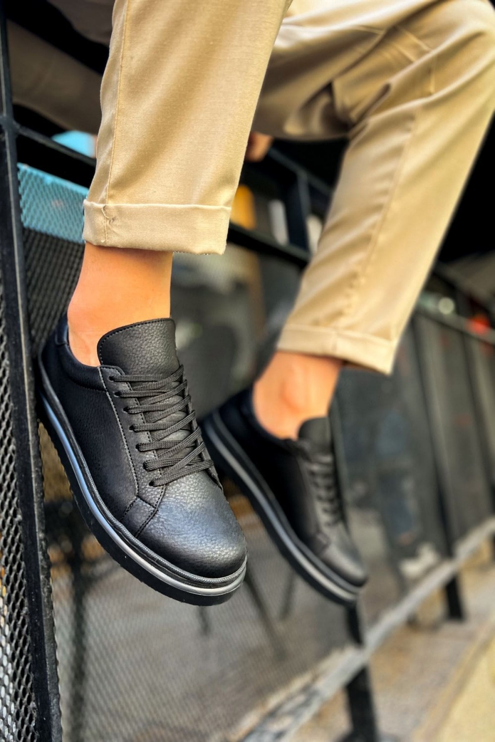 CH979 Santoni Erkek Günlük Bağcıklı Cilt Spor Sneaker Ayakkabı CST - Siyah Erkek Ayakkabı CH979 Santoni Erkek Günlük Bağcıklı Cilt Spor Sneaker Ayakkabı CST - Siyah – Chekich Erkek Ayakkabı