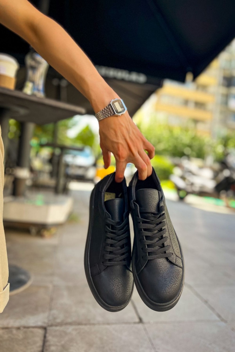 CH979 Santoni Erkek Günlük Bağcıklı Cilt Spor Sneaker Ayakkabı CST - Siyah Erkek Ayakkabı CH979 Santoni Erkek Günlük Bağcıklı Cilt Spor Sneaker Ayakkabı CST - Siyah – Chekich Erkek Ayakkabı