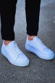 CH983 Tennis Erkek Günlük Bağcıklı Cilt Spor Sneaker Ayakkabı CBT - Beyaz