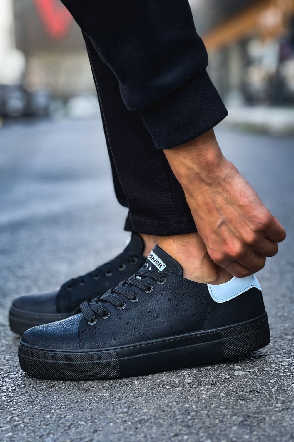 CH983 Tennis Erkek Günlük Bağcıklı Cilt Spor Sneaker Ayakkabı CST - Siyah/Beyaz – Chekich Erkek Ayakkabı