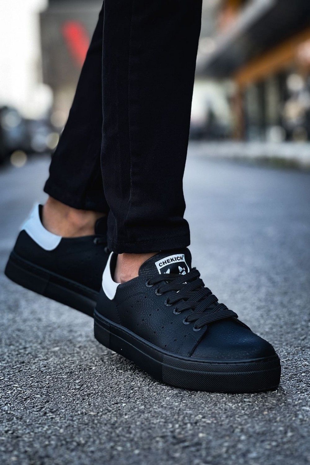 CH983 Tennis Erkek Günlük Bağcıklı Cilt Spor Sneaker Ayakkabı CST - Siyah/Beyaz – Chekich Erkek Ayakkabı