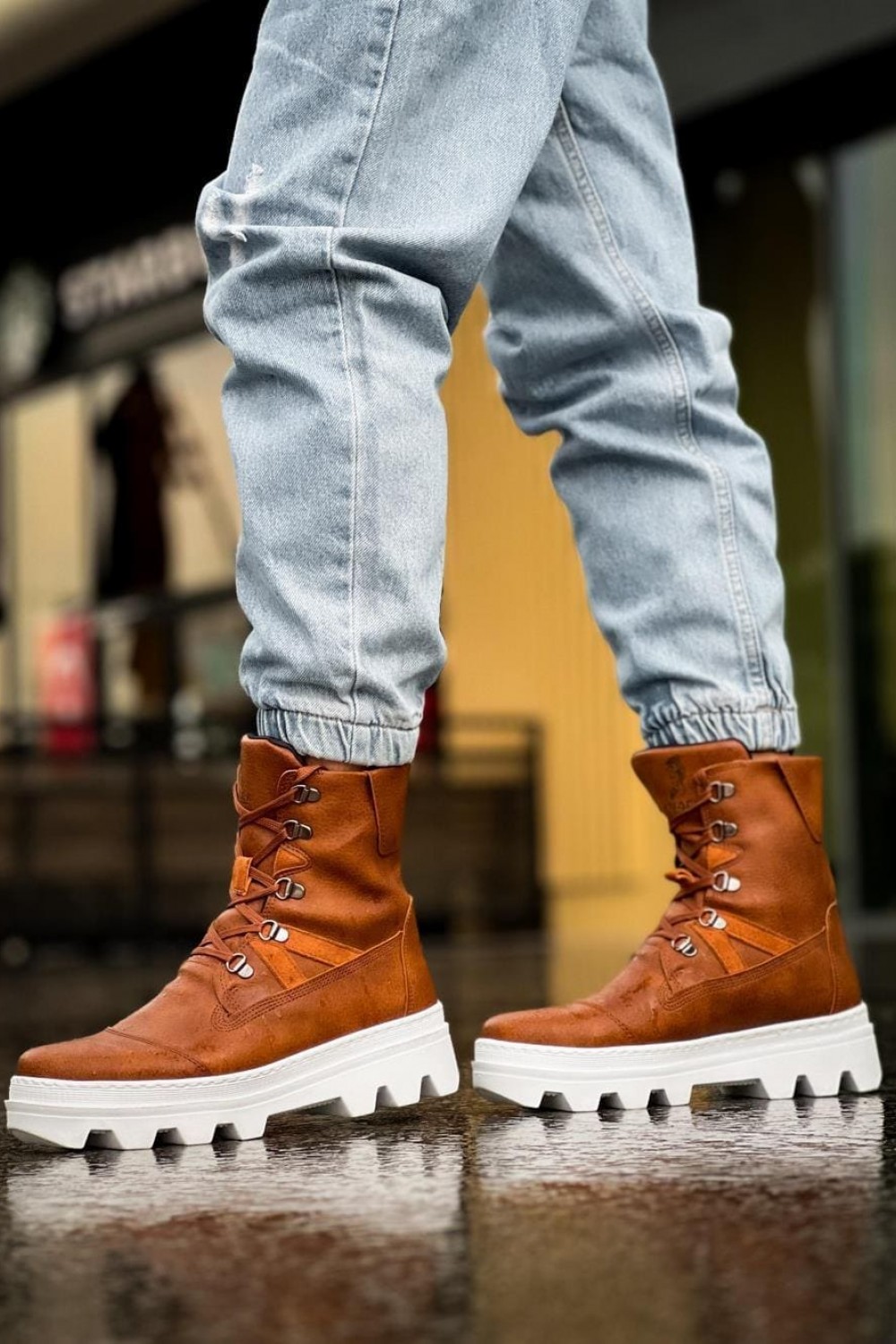 KN-B14 Erkek Spor Günlük Bağcıklı Cilt Bot CBT - Taba – Knack Erkek Ayakkabı