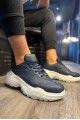 KN-N75 Erkek Günlük Bağcıklı Cilt Spor Sneaker Ayakkabı CBT - Lacivert – Knack Erkek Ayakkabı