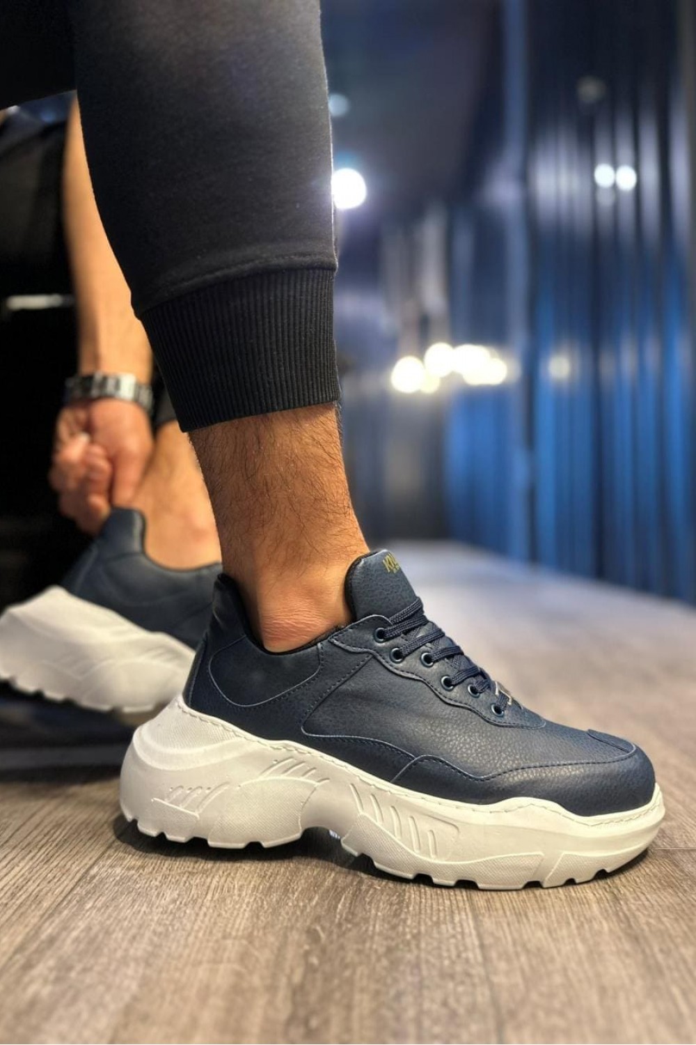 KN-N75 Erkek Günlük Bağcıklı Cilt Spor Sneaker Ayakkabı CBT - Lacivert – Knack Erkek Ayakkabı