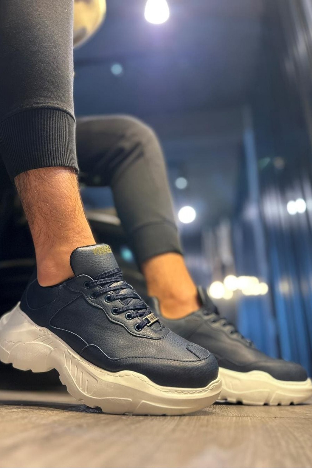 KN-N75 Erkek Günlük Bağcıklı Cilt Spor Sneaker Ayakkabı CBT - Lacivert – Knack Erkek Ayakkabı
