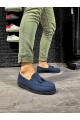 KN007 Erkek Günlük Bağcıksız Loafer Corcik Süet Klasik Ayakkabı SST - Mavi