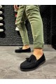 KN007 Erkek Günlük Bağcıksız Loafer Corcik Süet Klasik Ayakkabı SST - Siyah