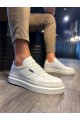 KN013 Erkek Günlük Bağcıklı Cilt Spor Sneaker Ayakkabı CBT - Beyaz