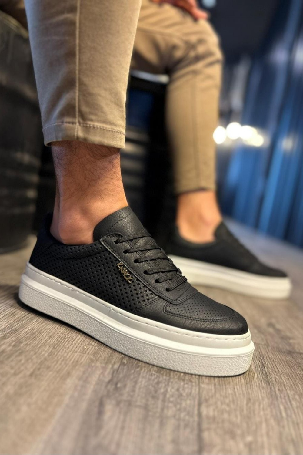 KN013 Erkek Günlük Bağcıklı Cilt Spor Sneaker Ayakkabı CBT - Siyah – Knack Erkek Ayakkabı