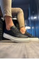 KN013 Erkek Günlük Bağcıklı Cilt Spor Sneaker Ayakkabı CBT - Siyah – Knack Erkek Ayakkabı