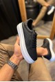 KN013 Erkek Günlük Bağcıklı Cilt Spor Sneaker Ayakkabı CBT - Siyah – Knack Erkek Ayakkabı