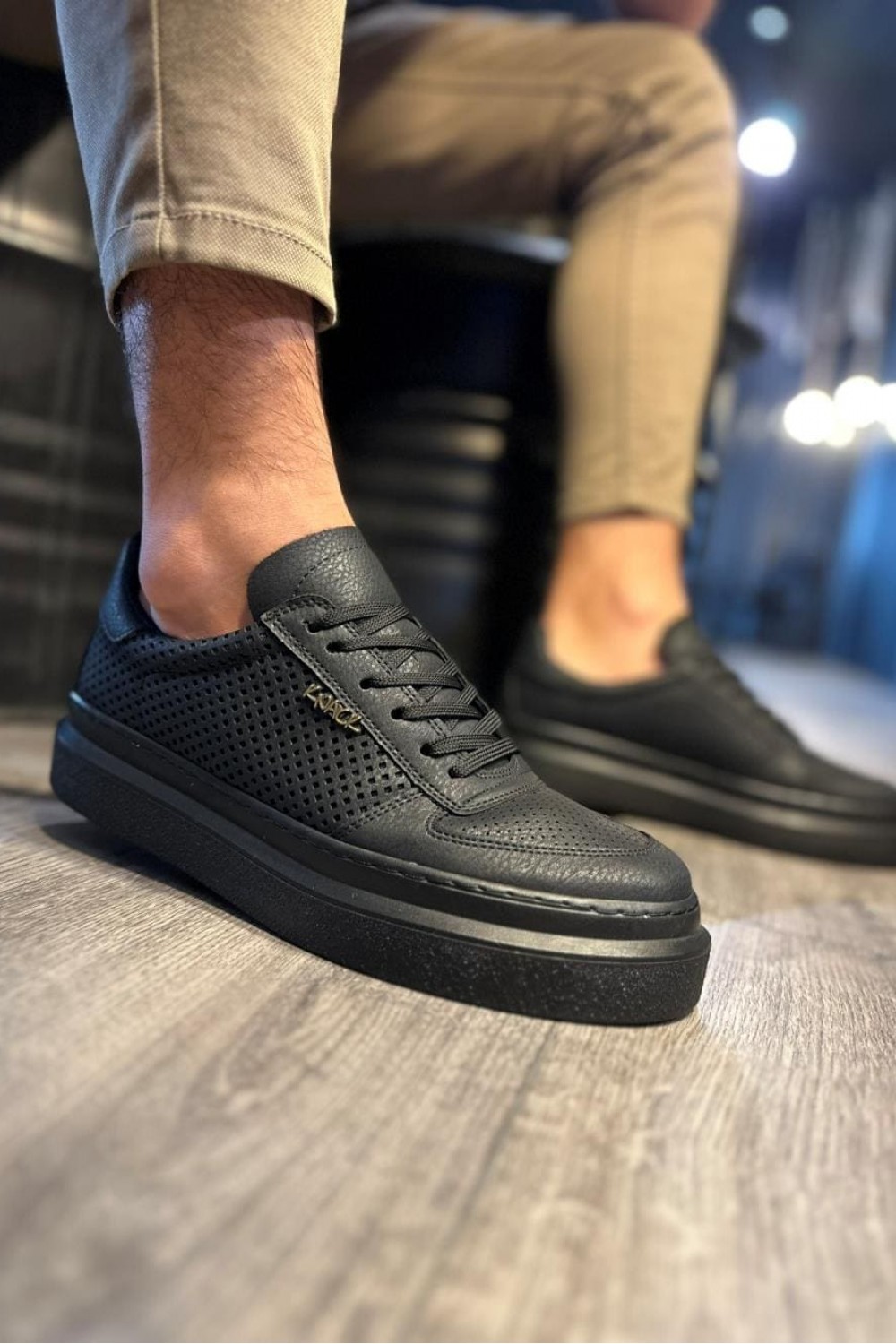 KN013 Erkek Günlük Bağcıklı Cilt Spor Sneaker Ayakkabı CST - Siyah Erkek Ayakkabı KN013 Erkek Günlük Bağcıklı Cilt Spor Sneaker Ayakkabı CST - Siyah – Knack Erkek Ayakkabı