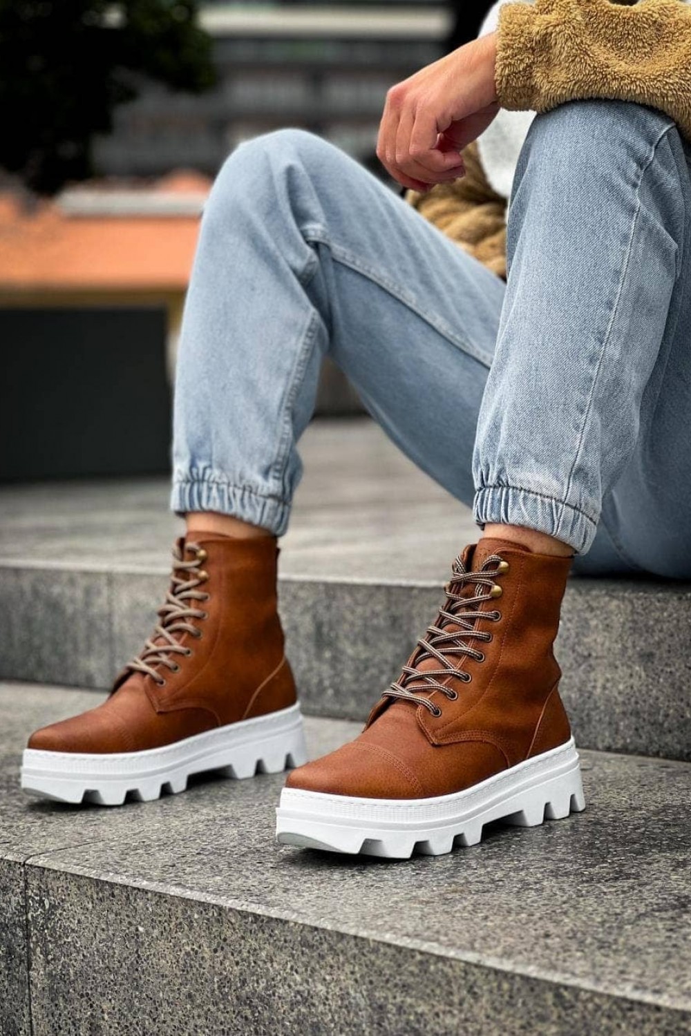 KN023 Erkek Spor Günlük Bağcıklı Cilt Bot CBT - Taba – Knack Erkek Ayakkabı