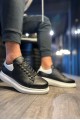 KN043 Erkek Günlük Bağcıklı Cilt Spor Sneaker Ayakkabı CBT - Siyah/Beyaz – Knack Erkek Ayakkabı