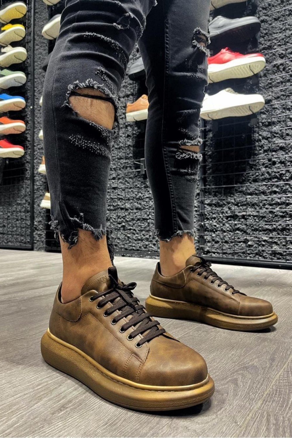 KN044 Erkek Günlük Bağcıklı Cilt Spor Sneaker Ayakkabı CKT - Kahverengi Erkek Ayakkabı KN044 Erkek Günlük Bağcıklı Cilt Spor Sneaker Ayakkabı CKT - Kahverengi – Knack Erkek Ayakkabı