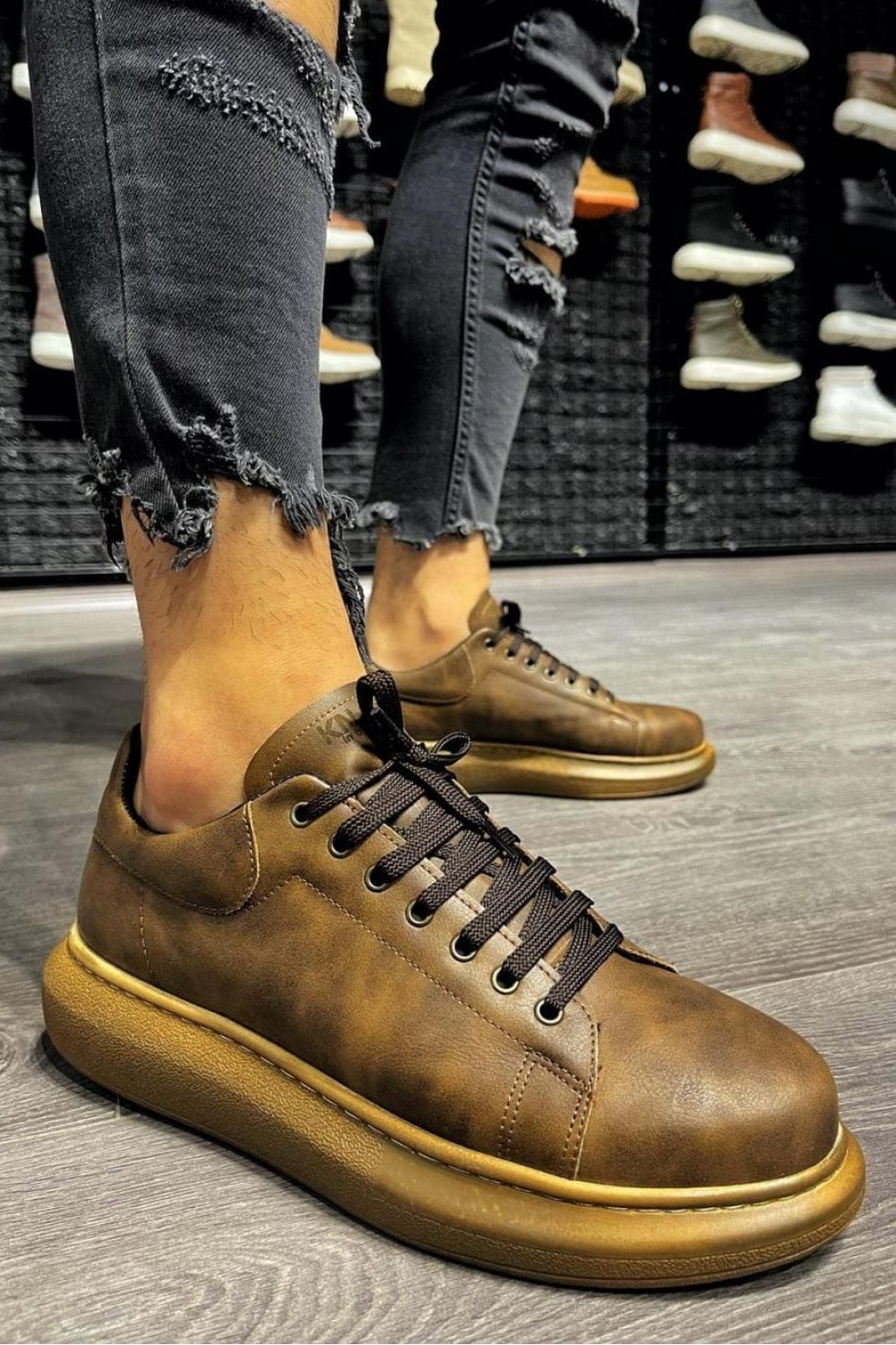 KN044 Erkek Günlük Bağcıklı Cilt Spor Sneaker Ayakkabı CKT - Kahverengi Erkek Ayakkabı KN044 Erkek Günlük Bağcıklı Cilt Spor Sneaker Ayakkabı CKT - Kahverengi – Knack Erkek Ayakkabı