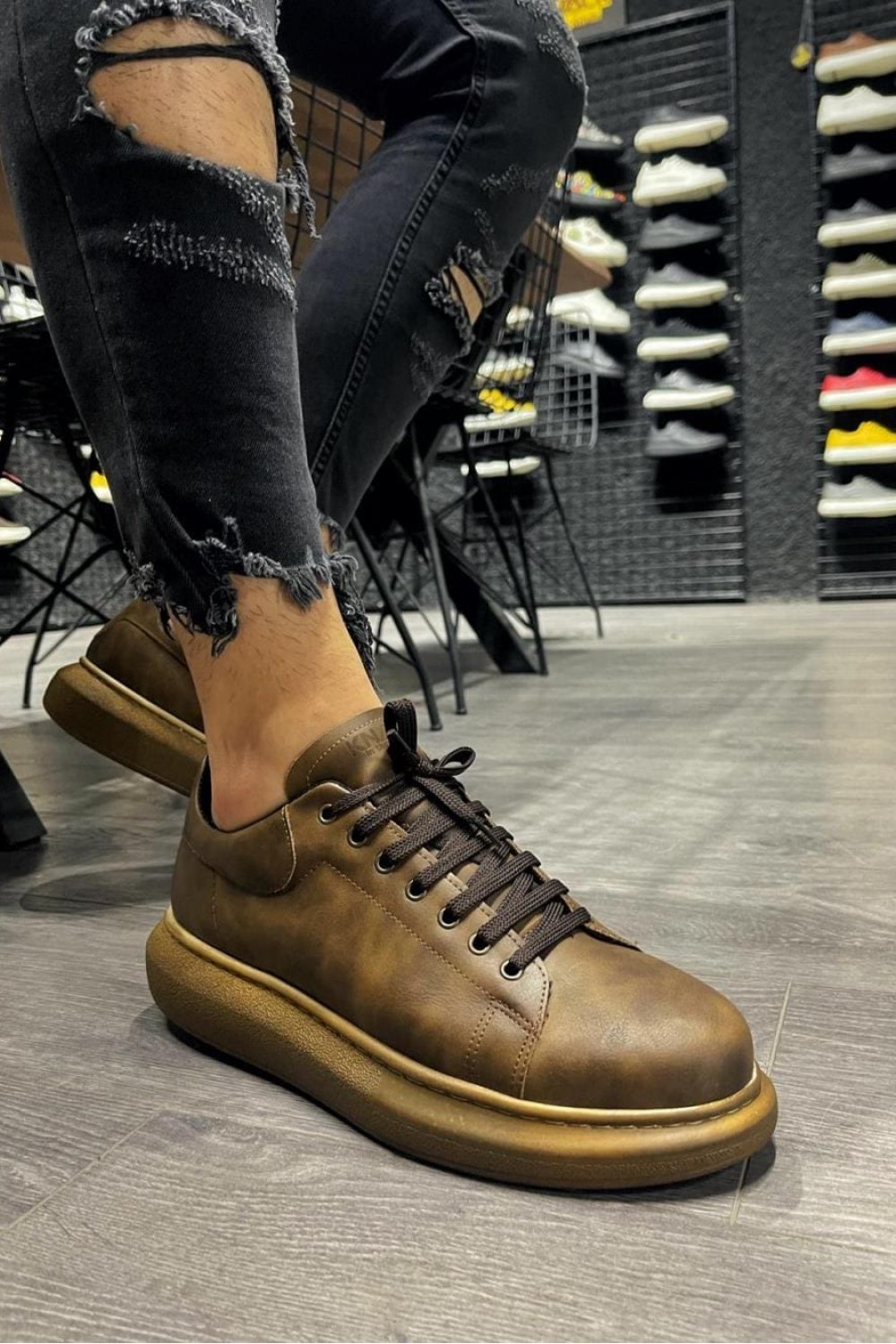 KN044 Erkek Günlük Bağcıklı Cilt Spor Sneaker Ayakkabı CKT - Kahverengi Erkek Ayakkabı KN044 Erkek Günlük Bağcıklı Cilt Spor Sneaker Ayakkabı CKT - Kahverengi – Knack Erkek Ayakkabı