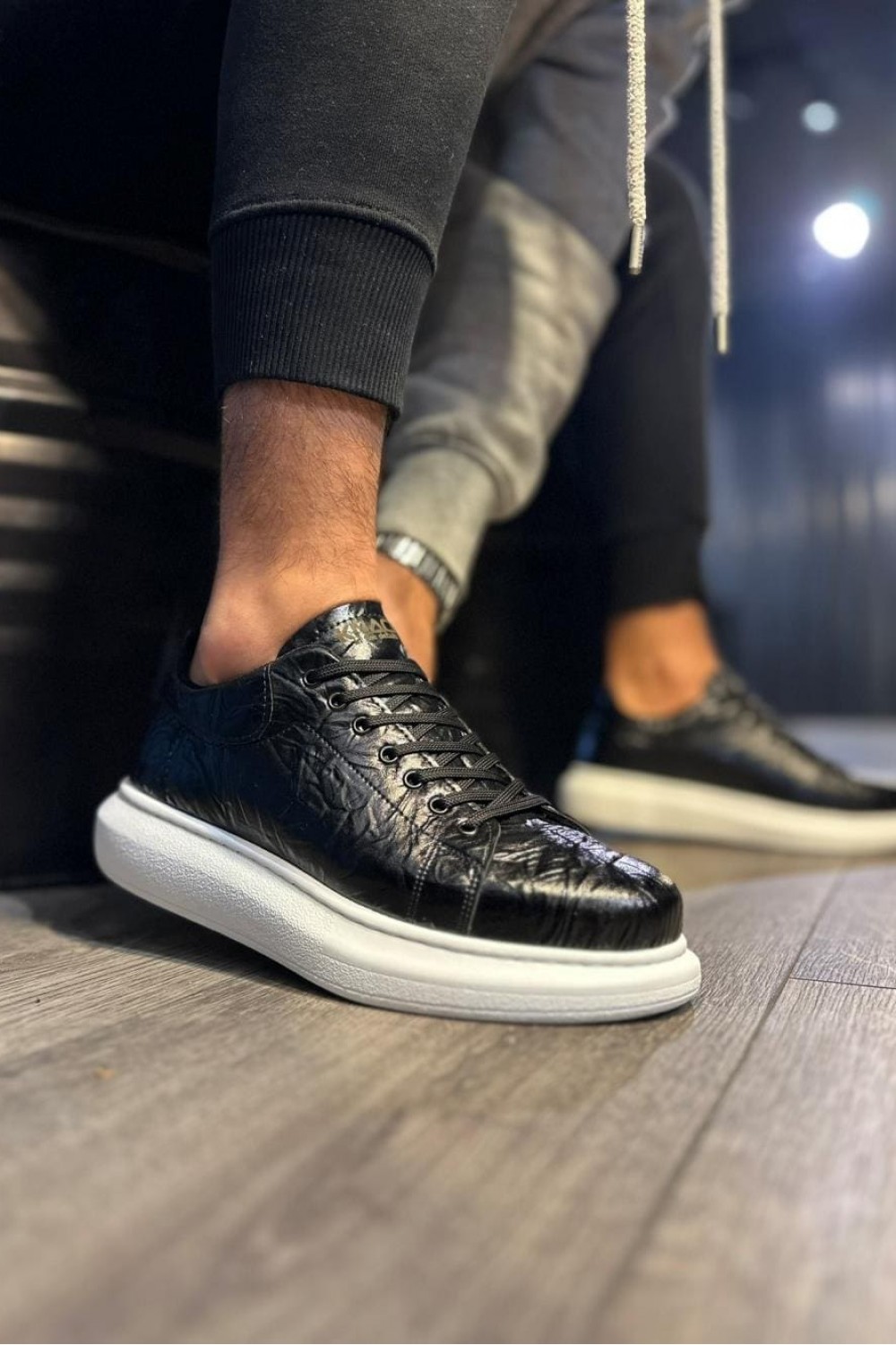 KN044 Erkek Günlük Bağcıklı Desenli Cilt Spor Sneaker Ayakkabı CBT - Siyah Erkek Ayakkabı KN044 Erkek Günlük Bağcıklı Desenli Cilt Spor Sneaker Ayakkabı CBT - Siyah – Knack Erkek Ayakkabı