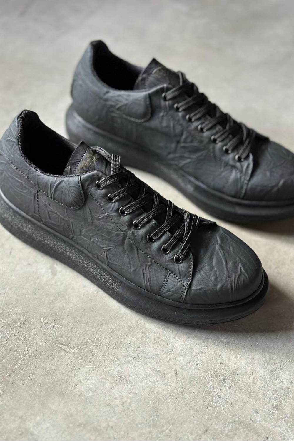 KN044 Erkek Günlük Bağcıklı Desenli Cilt Spor Sneaker Ayakkabı CST - Siyah Erkek Ayakkabı KN044 Erkek Günlük Bağcıklı Desenli Cilt Spor Sneaker Ayakkabı CST - Siyah – Knack Erkek Ayakkabı