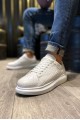 KN044 Erkek Günlük Bağcıklı Kapitone Desenli Cilt Spor Sneaker Ayakkabı CBT - Beyaz – Knack Erkek Ayakkabı