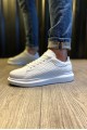 KN044 Erkek Günlük Bağcıklı Kapitone Desenli Cilt Spor Sneaker Ayakkabı CBT - Beyaz – Knack Erkek Ayakkabı