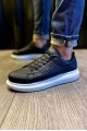 KN044 Erkek Günlük Bağcıklı Kapitone Desenli Cilt Spor Sneaker Ayakkabı CBT - Siyah – Knack Erkek Ayakkabı