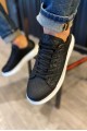KN044 Erkek Günlük Bağcıklı Kapitone Desenli Cilt Spor Sneaker Ayakkabı CBT - Siyah – Knack Erkek Ayakkabı